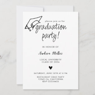 Elegant Classic Black White Graduation Party Invitation