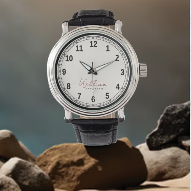 Elegant Classic Black White Monogrammed Watch (Creator Uploaded)