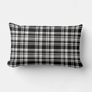 Elegant classic black white plaid pattern lumbar cushion