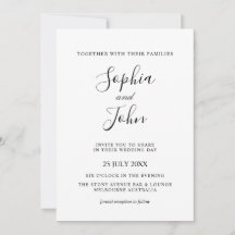 Elegant Classic Black & White Wedding Invitation