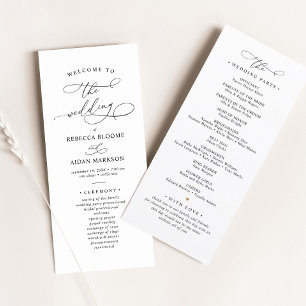 Elegant Classic Black & White Wedding Program