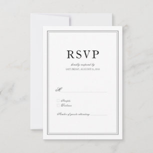Elegant Classic Black & White Wedding RSVP Card