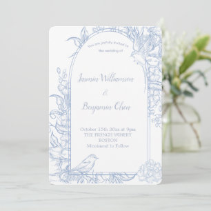 Elegant Classic Blue French Country Floral  Invitation