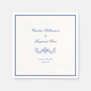 Elegant Classic Blue French Country Floral Wedding Napkin
