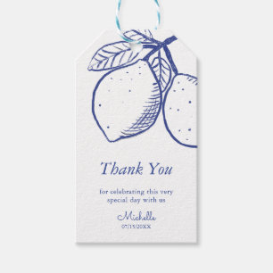 Elegant Classic Blue Lemon Thank You Gift Tag