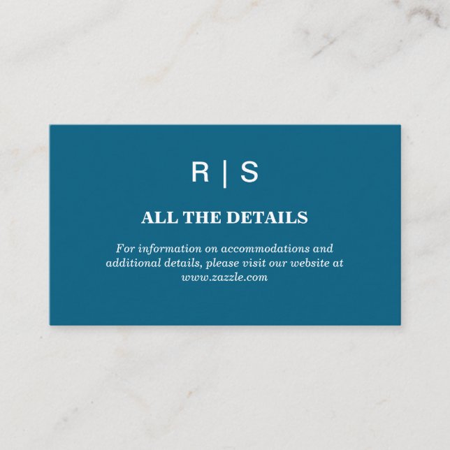 Elegant Classic Blue Monogram Enclosure Card (Front)