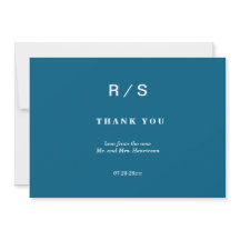 Elegant Classic Blue Monogram Thank You Card