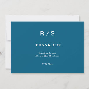Elegant Classic Blue Monogram Thank You Card