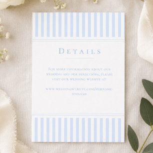 Elegant Classic Blue Stripe Wedding Details Enclosure Card