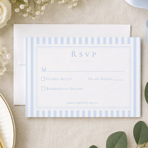 Elegant Classic Blue Stripe Wedding RSVP Card