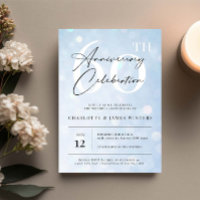 Elegant classic blue watercolor 60th anniversary