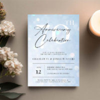Elegant classic blue watercolor 70th anniversary