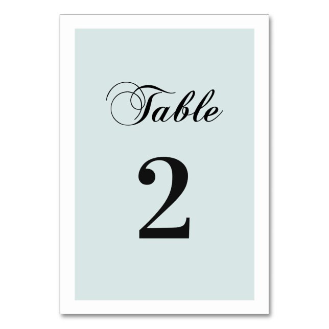 Elegant classic blue wedding. Simple calligraphy Table Number (Front)