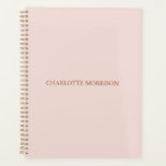 Elegant classic blush pink custom name monogram planner<br><div class="desc">Elegant custom name monogram blush pink solid plain colour personalised planner. Minimalist,  simple,  modern,  chic stylish design.
Dusty rose customisable serif text on blush pink solid plain colour background.
Great for school,  office or personal use.</div>