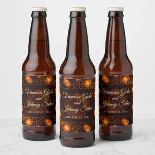 Elegant Classic Boho Modern Gold #901 Wedding Beer Bottle Label