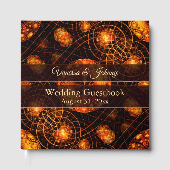 Elegant Classic Boho Modern Gold #901 Wedding Guest Book (Front)