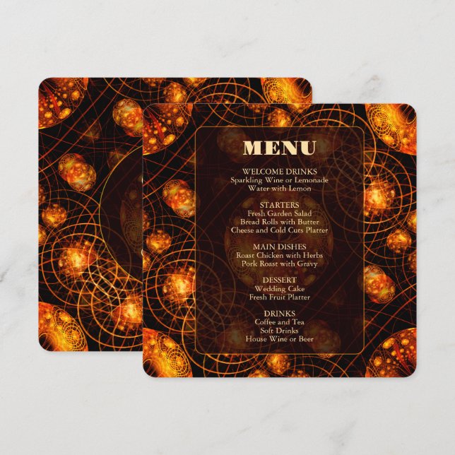 Elegant Classic Boho Modern Gold #901 Wedding Menu (Front/Back)