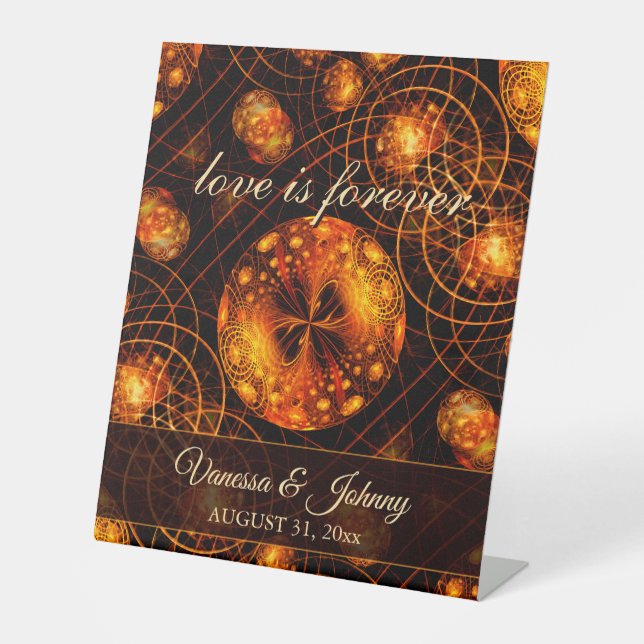 Elegant Classic Boho Modern Gold #901 Wedding Pedestal Sign (Front)