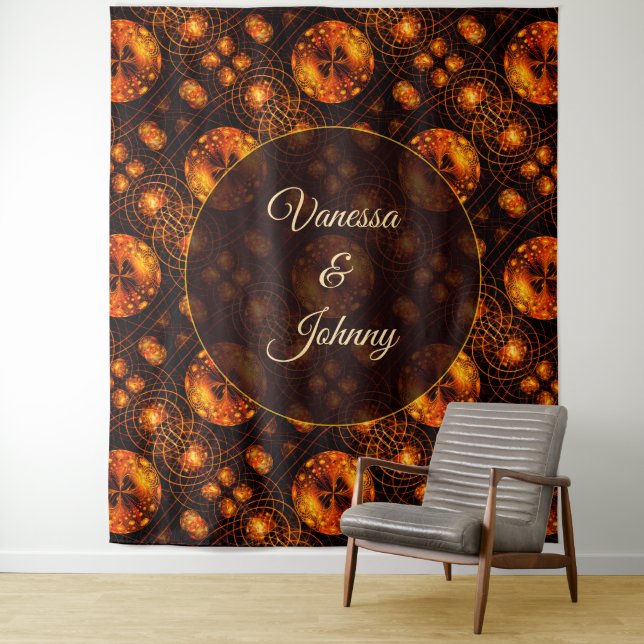 Elegant Classic Boho Modern Gold #901 Wedding Tapestry (In Situ)