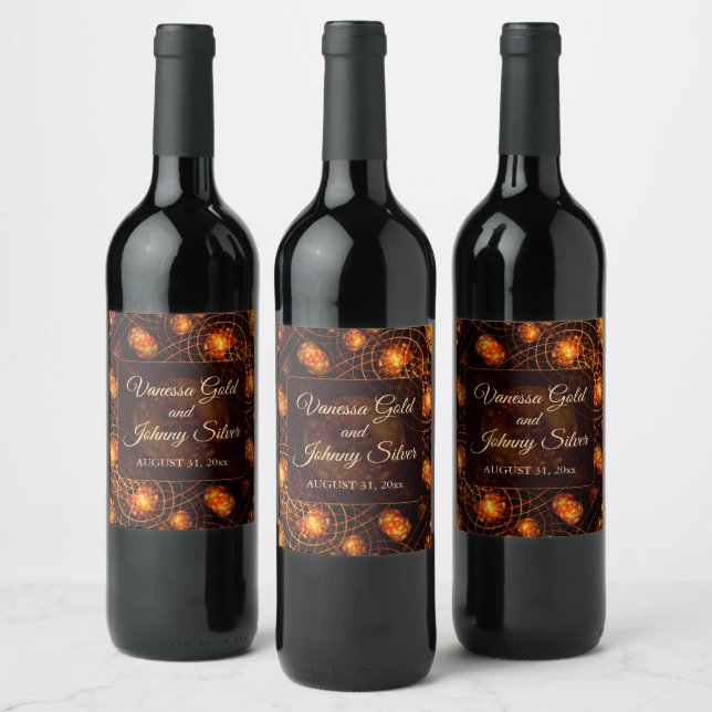 Elegant Classic Boho Modern Gold #901 Wedding Wine Label (Bottles)