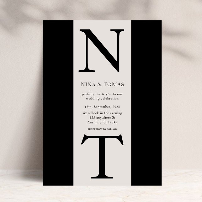 Elegant Classic Bold Monogram Typography Wedding Invitation (Creator Uploaded)