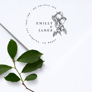 Elegant Classic Botanical Oranges Couple Wedding  Rubber Stamp