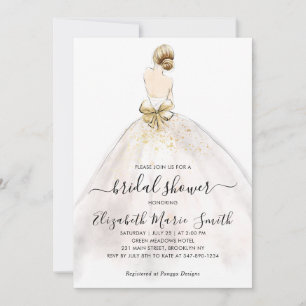 Elegant Classic Bride Wedding Gown Bridal Shower Invitation