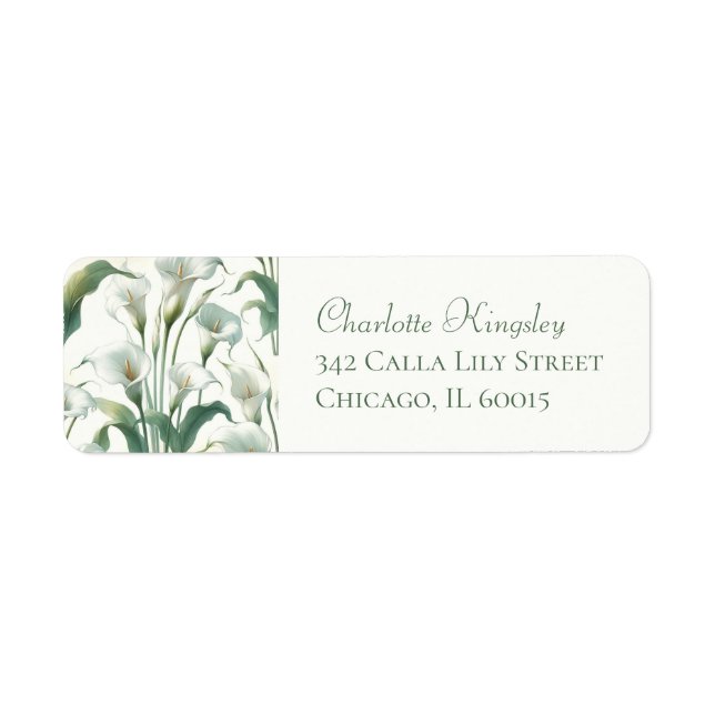 Elegant Classic Calla Lily Pretty Return Address Label (Front)
