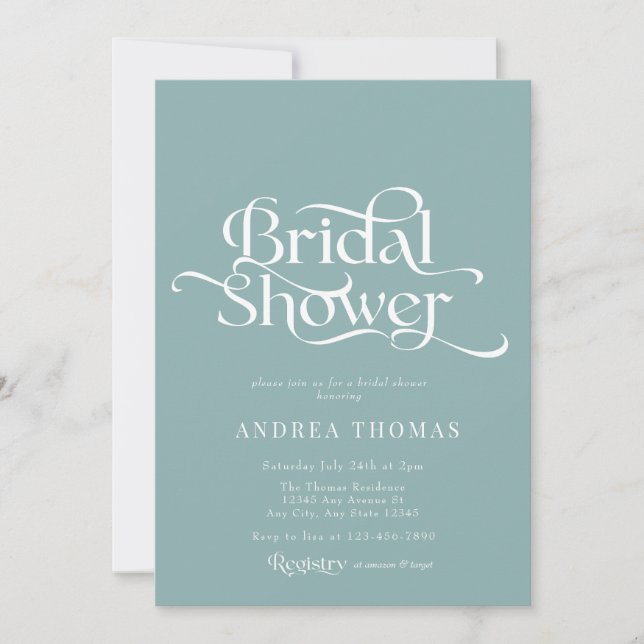 Elegant Classic Calligraphy Bridal Shower Invitation (Front)