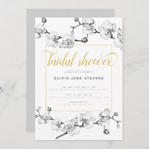 Elegant Classic Calligraphy Floral Bridal Shower Invitation