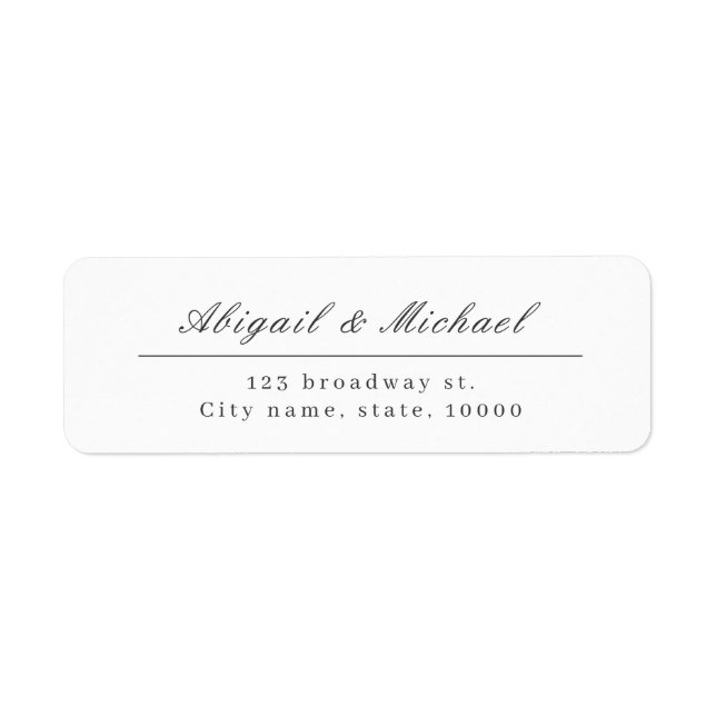 Elegant classic calligraphy return address label (Front)