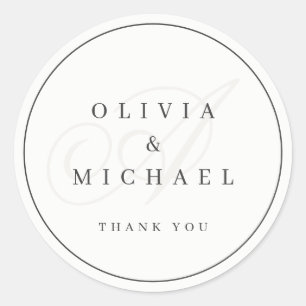 Elegant classic calligraphy vintage wedding favour round sticker