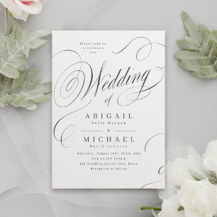 Elegant classic calligraphy vintage wedding invitation