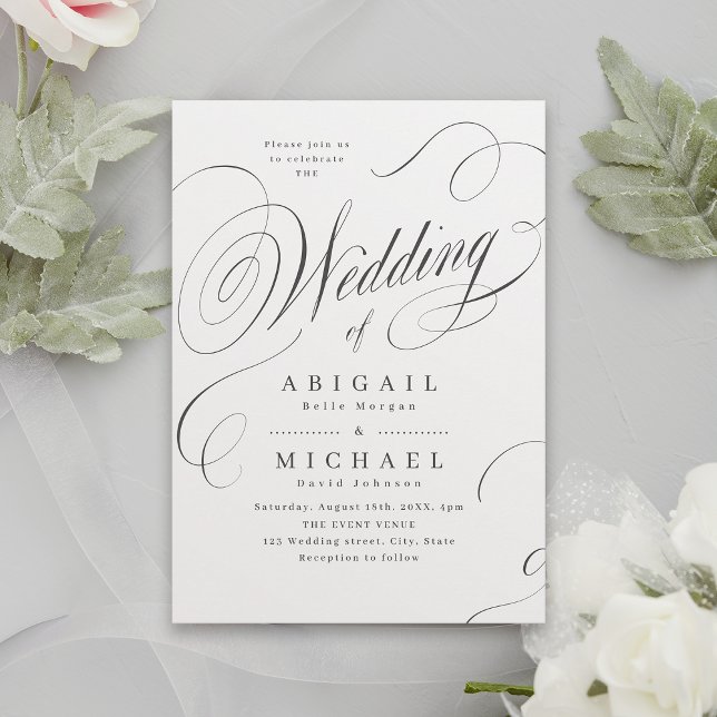 Elegant classic calligraphy vintage wedding  invitation (Elegant classic calligraphy vintage wedding invitation)