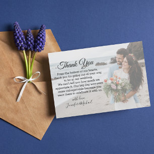 elegant classic calligraphy wedding day photo thank you card