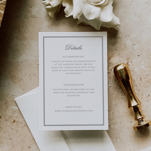 Elegant Classic Calligraphy Wedding Details Enclosure Card (Creator Uploaded)