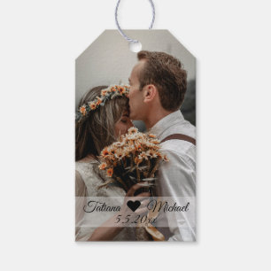 elegant classic calligraphy wedding photo gift tags