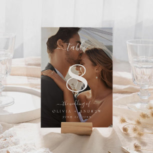 Elegant Classic Calligraphy Wedding Photo  Table Number
