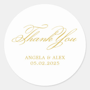 Elegant Classic Calligraphy Wedding Thank You Classic Round Sticker