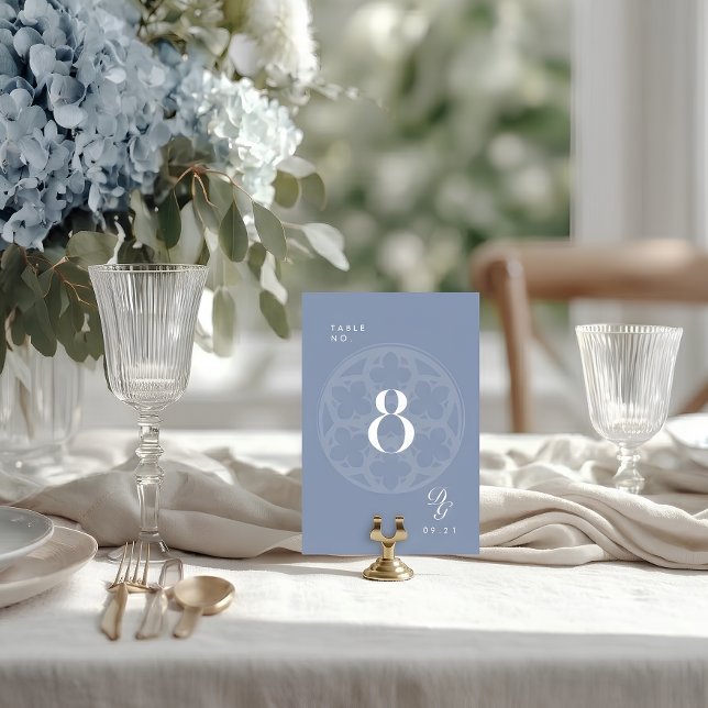 Elegant Classic Cathedral Sky Blue Table Number (Creator Uploaded)