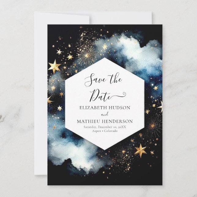 Elegant Classic Celestial Wedding Save The Date (Front)