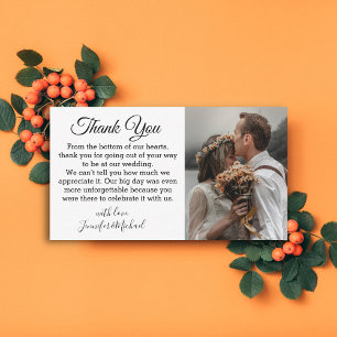 elegant classic chic thank you wedding photo note card