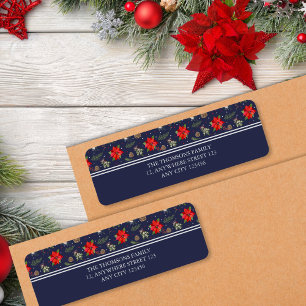 Elegant Classic Christmas Floral Berries Pattern Return Address Label