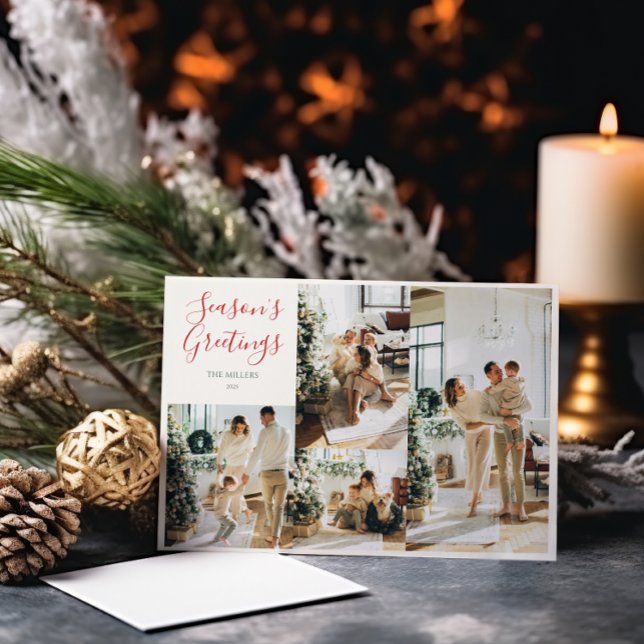 Elegant Classic Christmas Photo Card | 4 Photos (Classic Christmas Elegance photo card — stylish holiday photo greeting for family and friends.)
