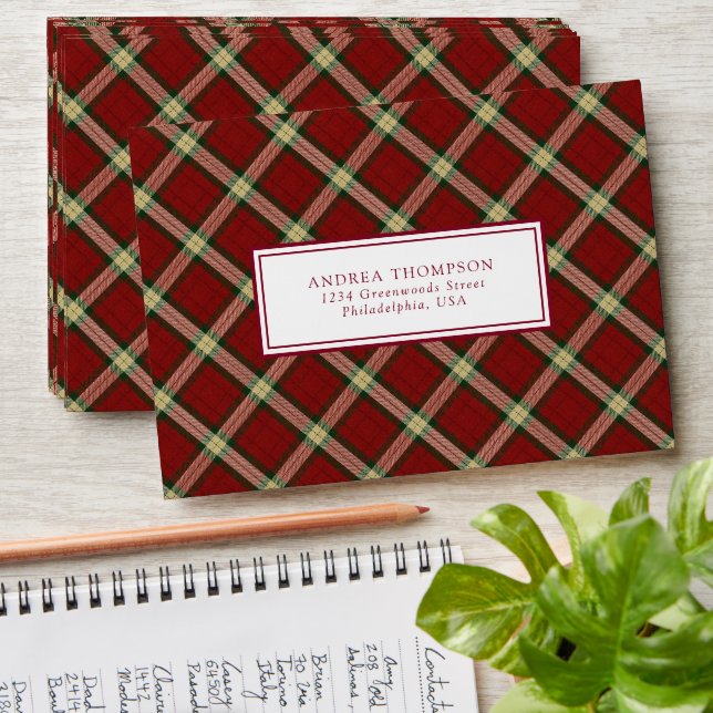 Elegant Classic Christmas Plaid  Envelope (Stacked)