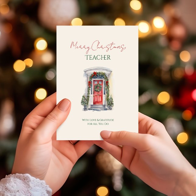 Elegant Classic Christmas Teacher Thank You Card (Creator Uploaded)