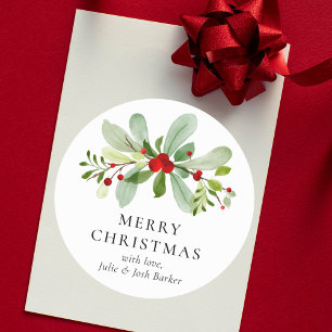 Elegant Classic Christmas Typography Round Sticker