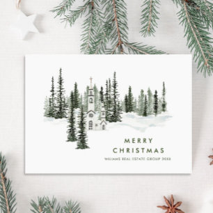 Elegant Classic Christmas Winter Forest Corporate Holiday Card