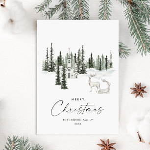 Elegant Classic Christmas Winter Forest Holiday Card