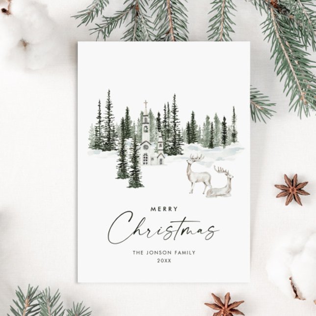 Elegant Classic Christmas Winter Forest Holiday Card (Creator Uploaded)